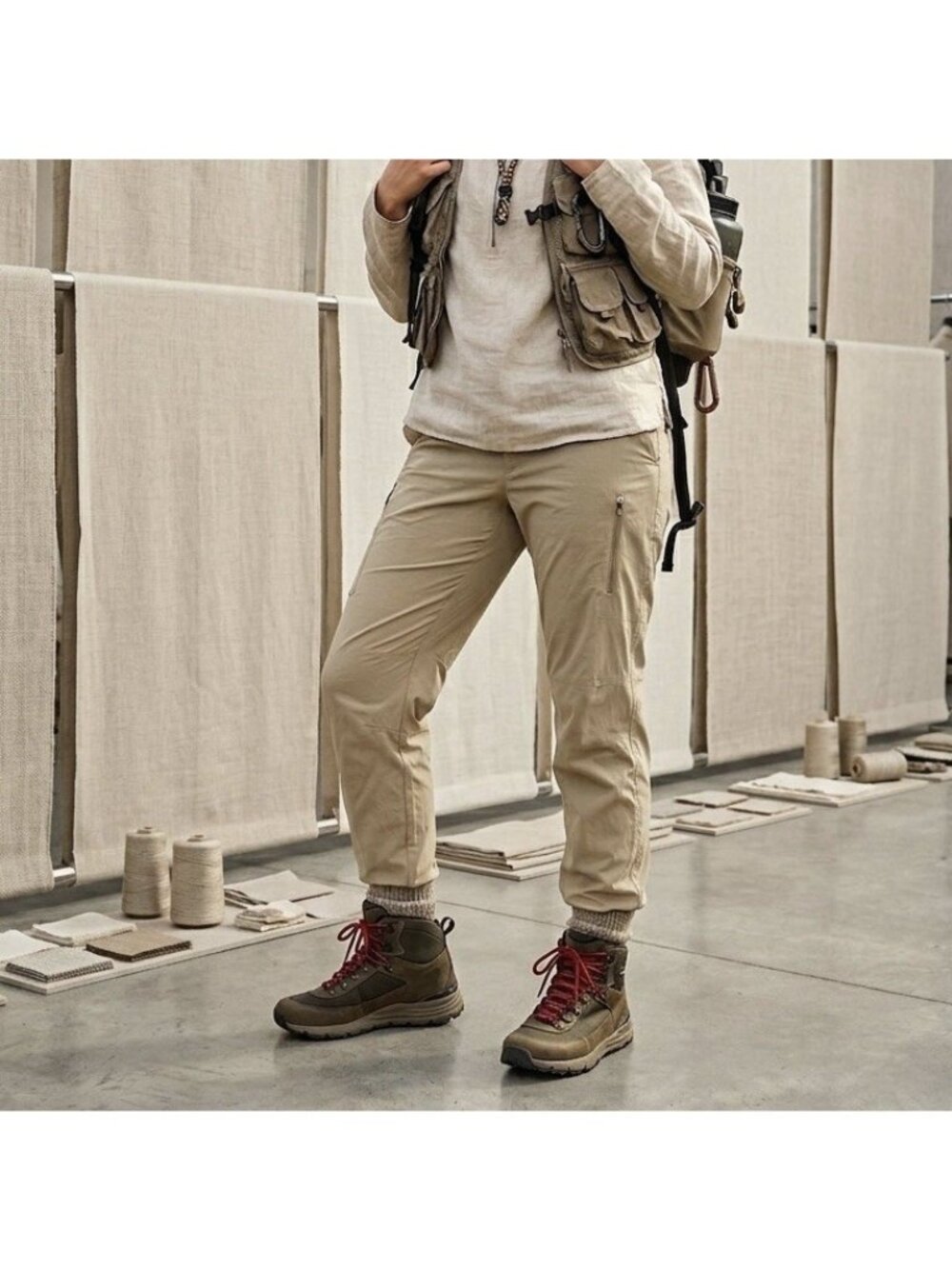 Athleta Trekkie Utility Cargo Pant Womens 12 Beige Hiking Outdoor Nature Gorp‎